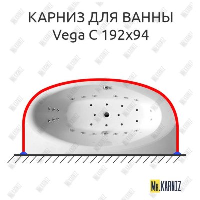 Карниз для ванны Balteco Vega C 192х94 Усиленный 20 мм MrKARNIZ